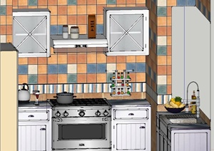 现代住宅空间厨房家装设计SU(草图大师)模型