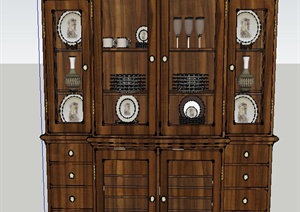 现代室内木质酒柜设计SU(草图大师)模型