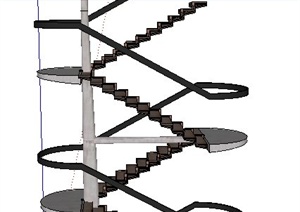 多层折叠楼梯设计SU(草图大师)模型