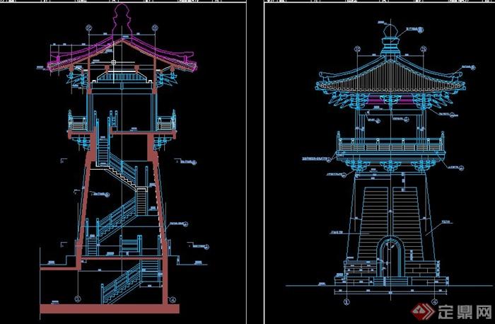 古典中式钟塔建筑设计CAD施工图(1)