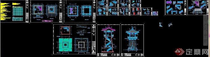 古典中式钟塔建筑设计CAD施工图(2)