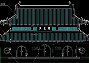 古典中式两层天王殿建筑设计CAD详图