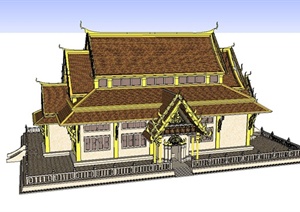 泰国庙宇建筑设计SU(草图大师)模型