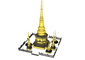 泰国景观塔设计SU(草图大师)模型