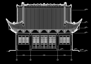 古典中式单层寺庙大殿建筑设计cad施工图