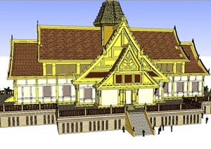 泰式寺庙庙宇建筑设计SU(草图大师)模型