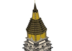泰国尖塔设计SU(草图大师)模型