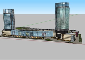 现代商城、办公楼综合建筑设计SU(草图大师)模型