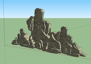 人造假山石头设计SU(草图大师)模型