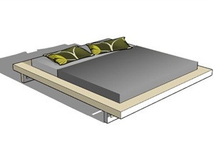 现代床枕头SU(草图大师)模型