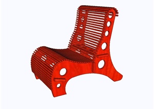 创意红色座椅设计SU(草图大师)模型