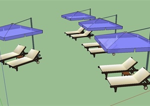 某现代伞躺椅组合设计SU(草图大师)模型