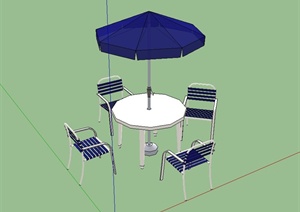 现代简约伞桌椅设计SU(草图大师)模型