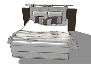 现代某卧室内双人床设计SU(草图大师)模型