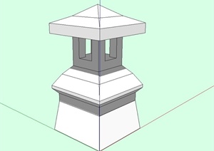 石灯塔设计SU(草图大师)模型