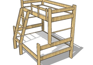 木质室内高低床框架设计SU(草图大师)模型