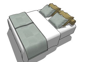现代双人大床设计SU(草图大师)模型