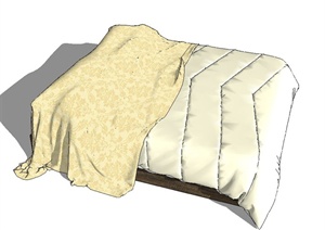 现代方形双人大床设计SU(草图大师)模型