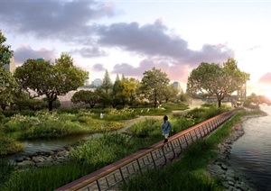 某野生湿地公园栈道景观设计PSD效果图