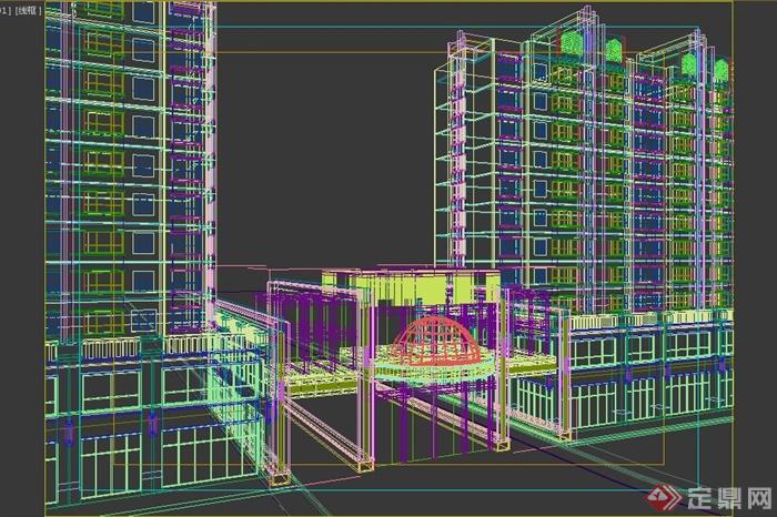 某小区商业住宅建筑设计3d模型（含缩略效果图）(2)
