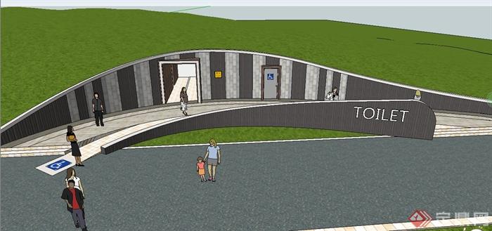 与景观相融一体的公园厕所Su精致设计模型(1)
