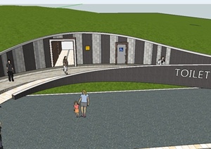 与景观相融一体的公园厕所Su精致设计模型
