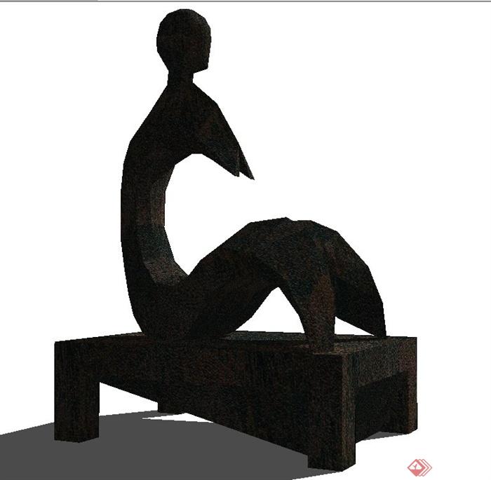 抽象人物雕塑小品设计SU模型(1)