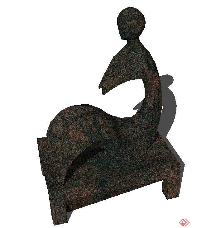 抽象人物雕塑小品设计SU模型(2)