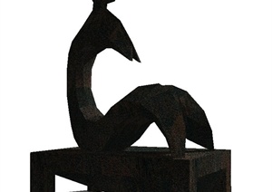 抽象人物雕塑小品设计SU(草图大师)模型