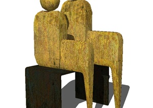 现代抽象人物雕塑设计SU(草图大师)模型