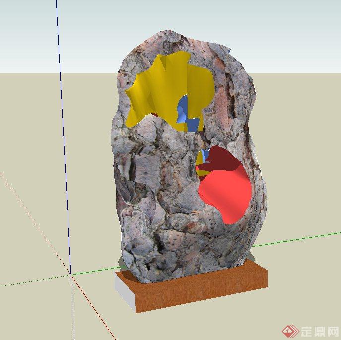 园林景观节点抽象五彩镂空景石小品设计SU模型(1)