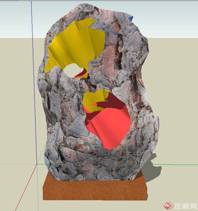 园林景观节点抽象五彩镂空景石小品设计SU模型(3)