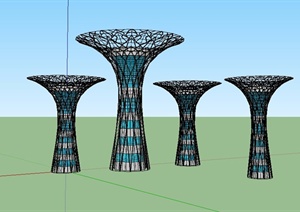 园林景观节点铁艺网状小品设计SU(草图大师)模型