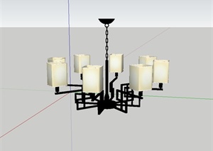 现代中式室内吊灯设计SU(草图大师)模型