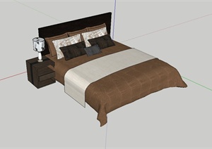 现代床、床头柜设计SU(草图大师)模型