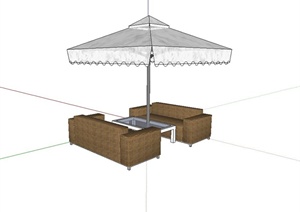 遮阳伞、沙发茶几组合设计SU(草图大师)模型
