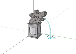 龙头喷泉小品设计SU(草图大师)模型