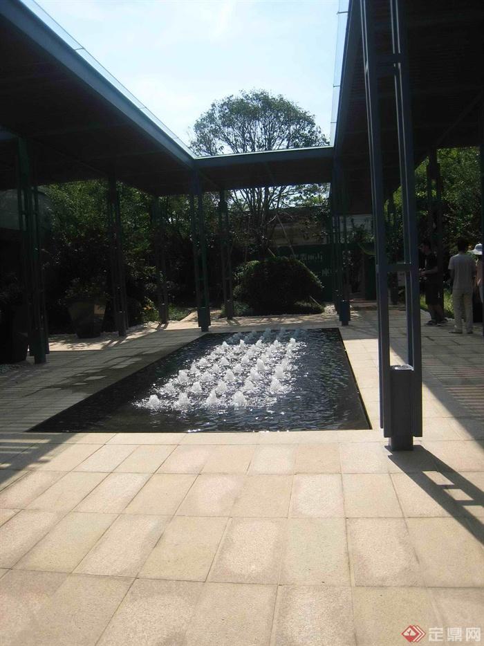 喷泉水池,廊架