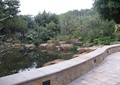 矮墙坐凳,水池,景石