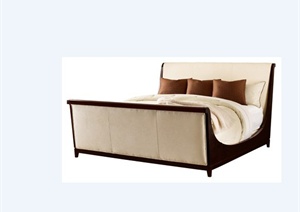 现代室内简欧风格双人床设计3dmax模型