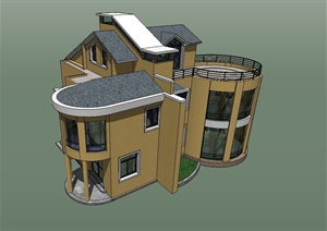现代多层洋房别墅建筑设计SU(草图大师)模型