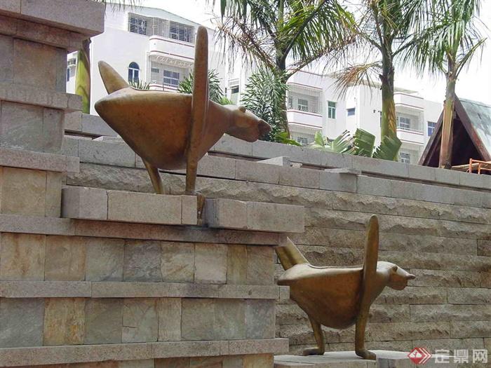 雕塑小品,动物雕塑,景观小品,台阶