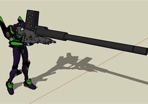 广场机枪造型高达机器人SU(草图大师)模型