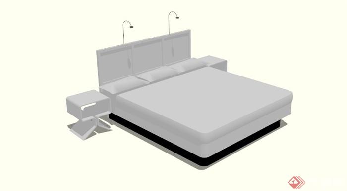 现代大床家具设计SU模型(1)