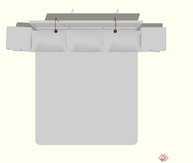 现代大床家具设计SU模型(2)