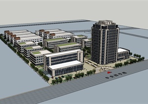 新中央办公楼建筑设计SU(草图大师)模型