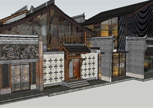 新中式博物展馆Su精致建筑设计模型