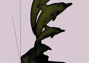 白鲸雕塑设计SU(草图大师)模型