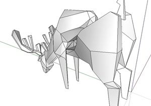 现代梅花鹿抽象雕塑组合SU(草图大师)精致设计模型