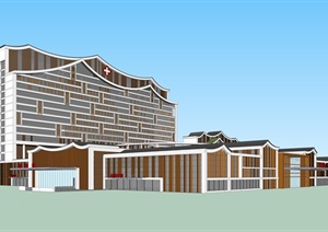 某中式风格医院建筑SU(草图大师)模型